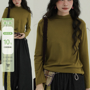 稀有RARE 秋冬打底多色卷边小高领软糯文艺复古内搭针织长袖上衣