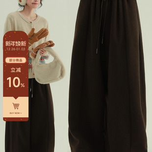 阔腿裤 稀有RARE 百搭保暖长裤 秋冬复古简约高腰休闲裤 加厚毛呢裤