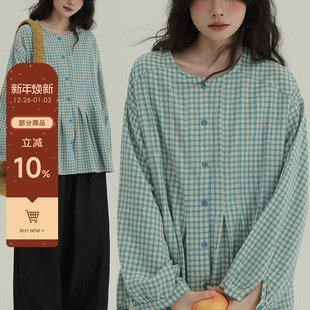 衬衫 气甜点少女荷叶边格子长袖 文艺休闲舒适简约上衣 元 稀有RARE