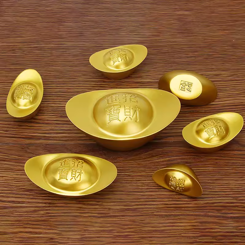 黄铜实心元宝摆件大小号中式
