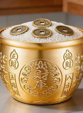黄铜米缸百福缸冰箱上聚宝盆摆件