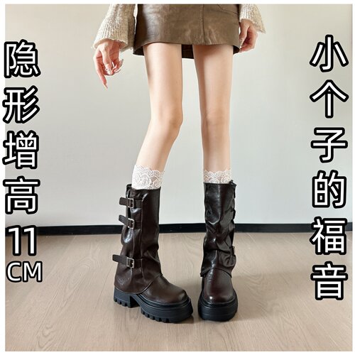 小个子内增高厚底中筒骑士靴女33