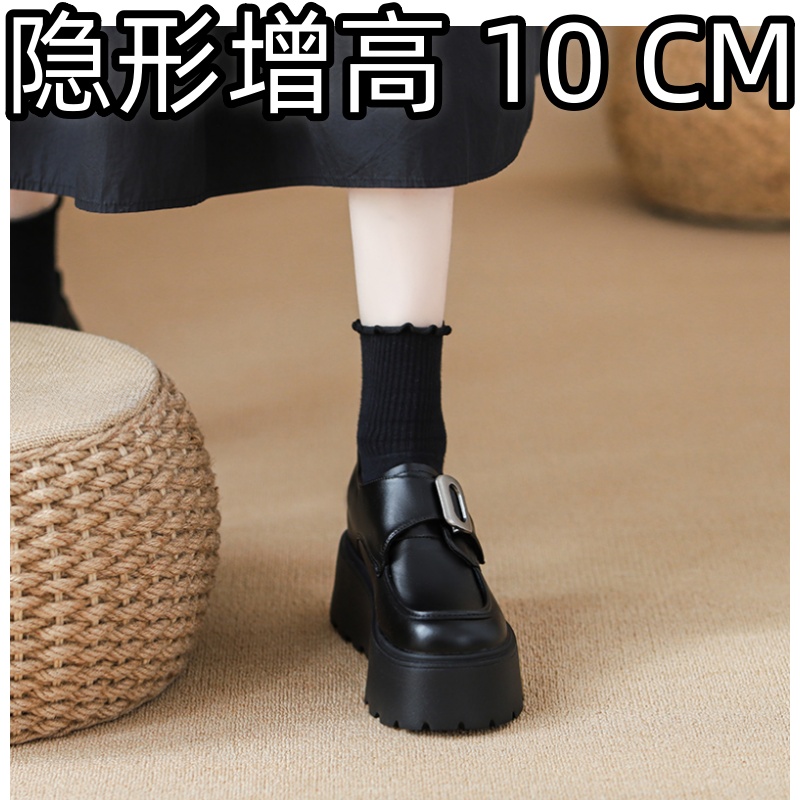 黑色内增高勃肯鞋女10cm小个子33