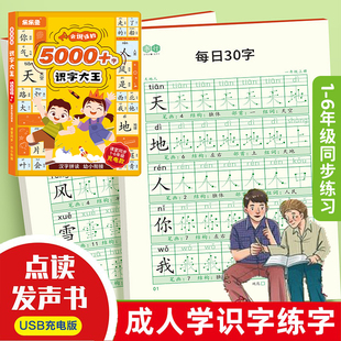 成人学识字写字练字贴老人扫盲零基础学认字汉字描红拼音打字练习