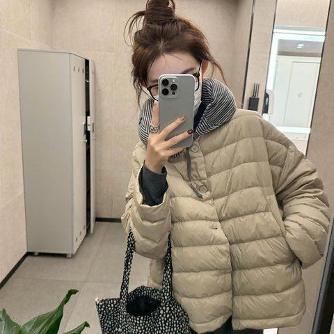 TYJR 冬季新款2024韩版宽松圆领时尚轻薄短款羽绒服棉服外套女