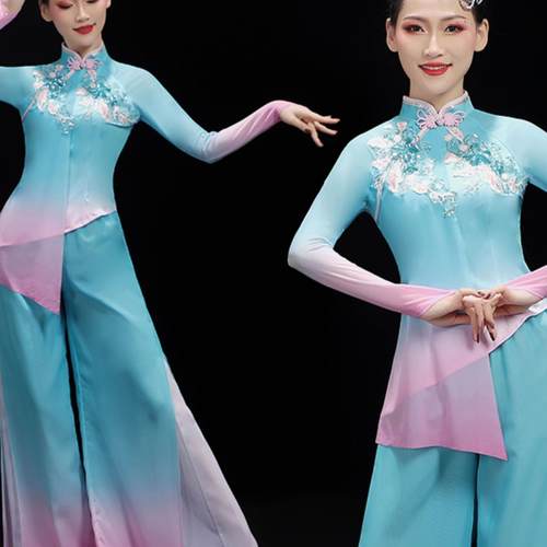 古典舞演出服女飘逸独舞中国风舞蹈服装剧目胶州扇子舞秧歌服套装