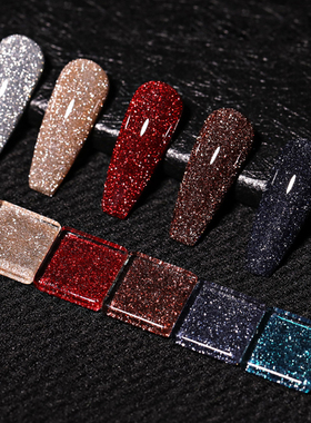 gaoy戈雅网红爆闪粉色红色美甲蹦迪碎钻胶2022年新款反光甲油胶