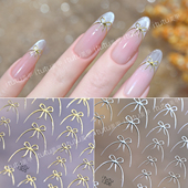 蝴蝶结美甲贴纸银色法式 itutu新款 烫金法式 指小尖图案背胶贴纸