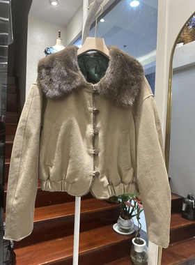 2025冬季新款时尚貂毛领宽松休闲百搭鹅绒羽绒服外套女89016-1