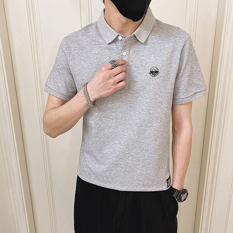 2024夏装新品精神小伙短袖POLO衫无头风刺绣POLOD326-19001P55,男装Polo衫,星座1101