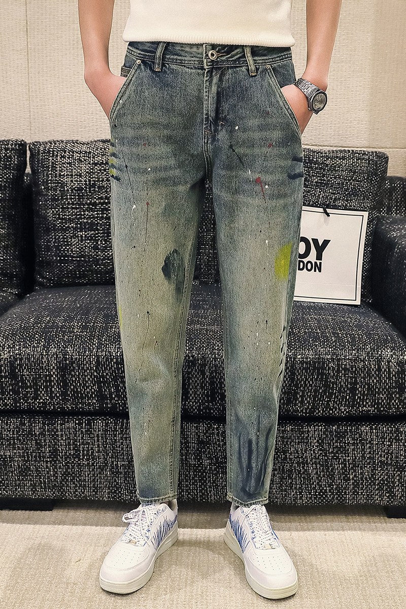 高品质2024春夏微哈伦直筒牛仔裤休闲男装九分裤D326-15777P85,男装牛仔裤,星座1101