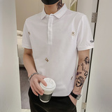 2022刺绣熊夏季精神小伙短袖POLO衫社会青年上衣D326-16659P48，男装Polo衫，星座1101