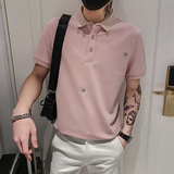 2023刺绣熊夏季精神小伙短袖POLO衫社会青年上衣D326-16659P48，男装T恤，星座1101