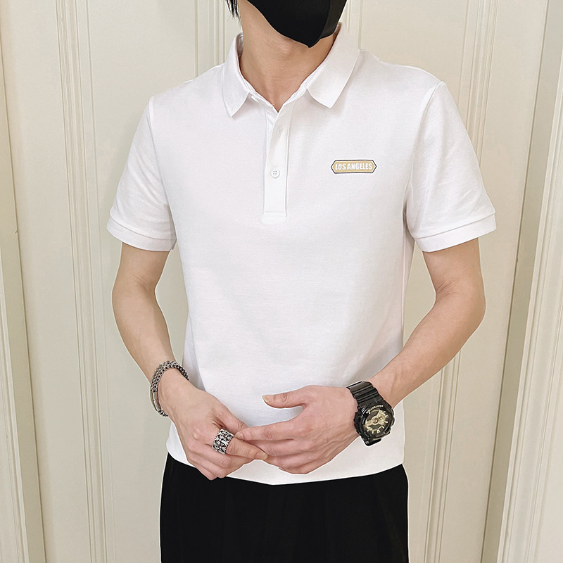 2024夏装新款社会小伙短袖印花POLO无头风上衣潮D326-16812P55,男装Polo衫,星座1101