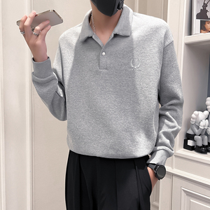 秋装新款社会风翻领POLO卫衣上衣男直播D326-1 8152 P78控108图片