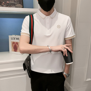 2023夏装男刺绣虎头POLO社会小伙短袖潮男POLO衫D326-1 6803 P55图片