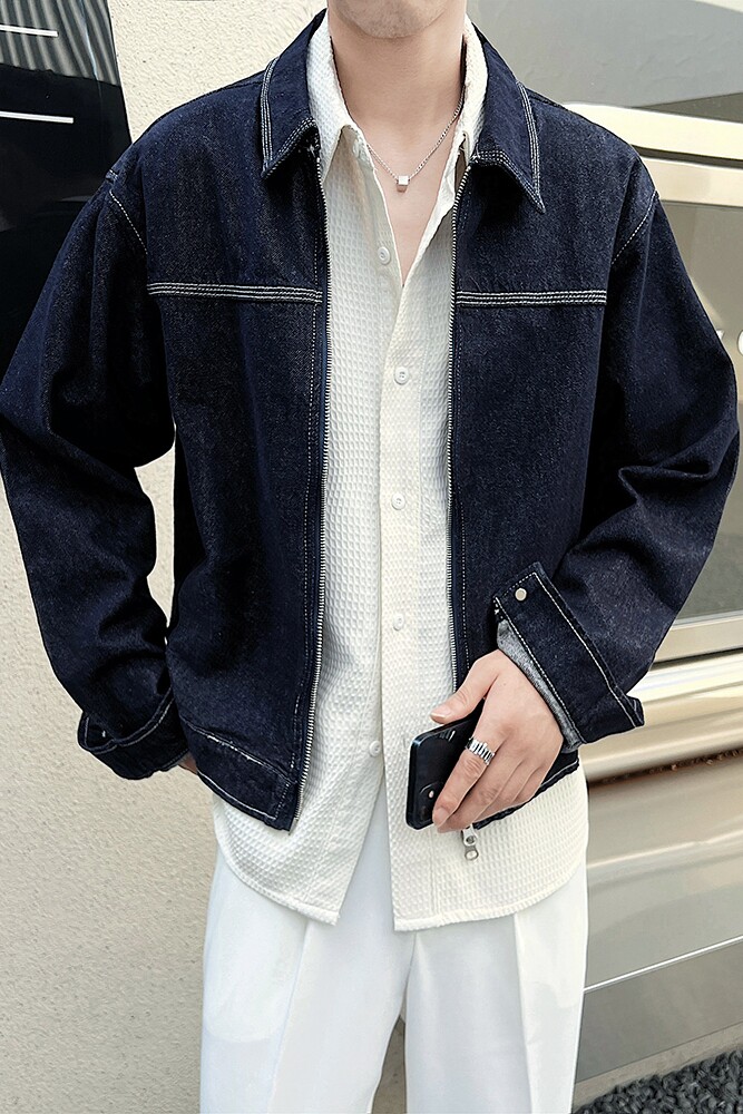 轻熟风高品质抖音复古水洗高克重牛仔男外套D326-1JK133P125,女装短外套,星座1101