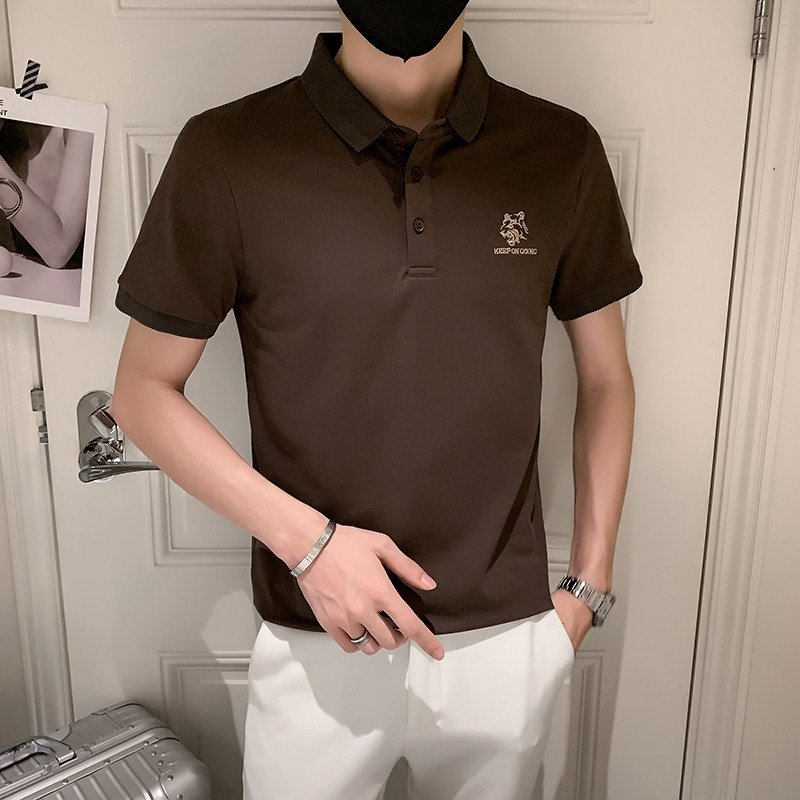 2024夏装男刺绣虎头POLO社会小伙短袖潮男POLO衫D326-16801P45,男装Polo衫,星座1101