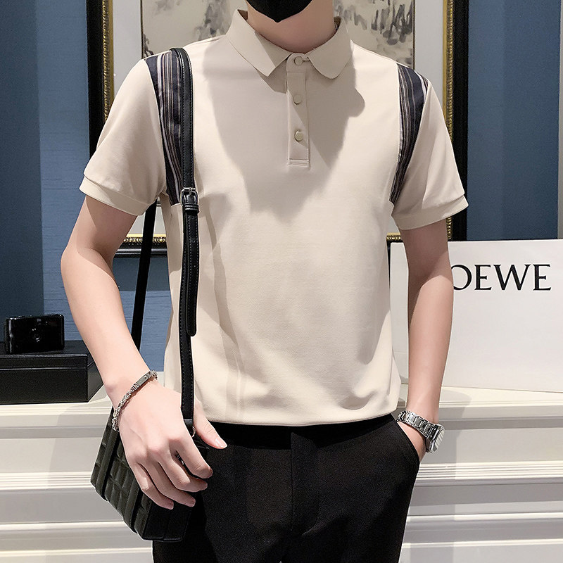 2024春夏男打底衫短袖上衣POLO衫抖音拼接男D326-16882P55,男装T恤,星座1101