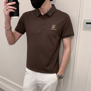 2024夏装男刺绣虎头POLO社会小伙短袖潮男POLO衫D326-1 6801 P45图片