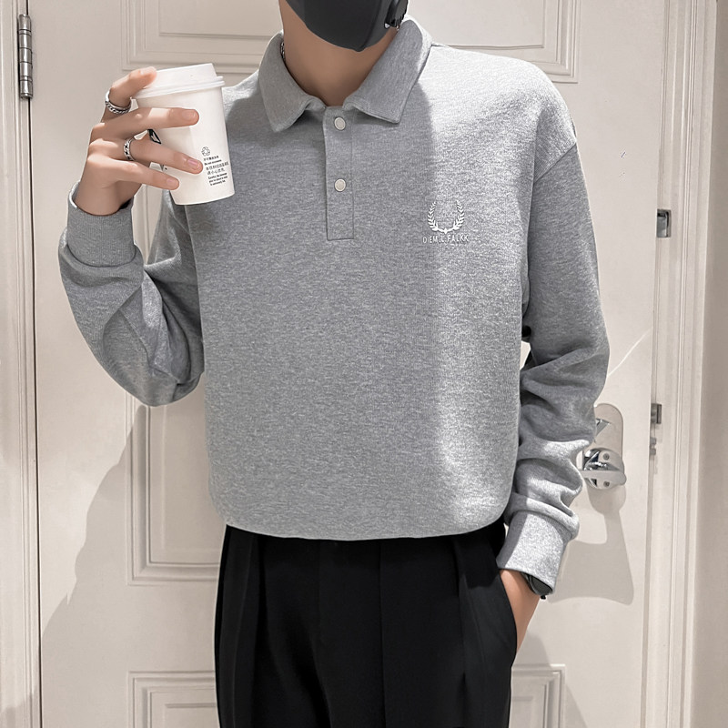 秋装新款社会风翻领POLO卫衣上衣男直播D326-18152P78控108,男装卫衣,星座1101