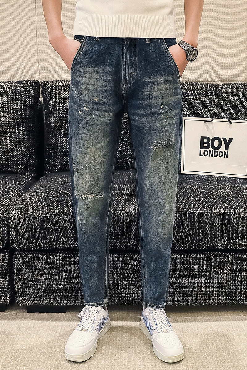高品质2024春夏微哈伦直筒牛仔裤休闲男装九分裤D326-15713P85,男装牛仔裤,星座1101