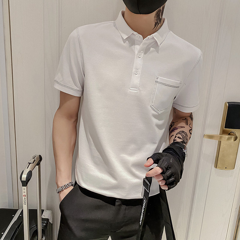 2024夏装男POLO新款社会小伙短袖潮男POLO衫上衣D326-1 6676 P55图片