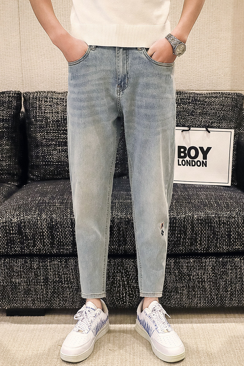 高品质2024春夏微哈伦直筒牛仔裤休闲男装九分裤D326-15789P85,男装牛仔裤,星座1101