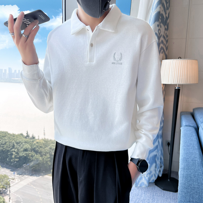 秋装新款社会风翻领POLO卫衣上衣男直播D326-1 8152 P78控108图片