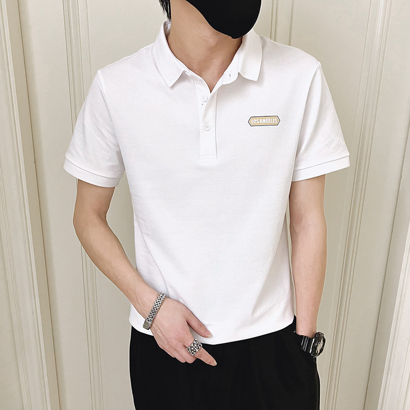 2024夏装新款社会小伙短袖印花POLO无头风上衣潮D326-16812P55,男装Polo衫,星座1101
