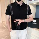 2024春夏男打底衫短袖上衣POLO衫抖音拼接男D326-16882P55，男装T恤，星座1101
