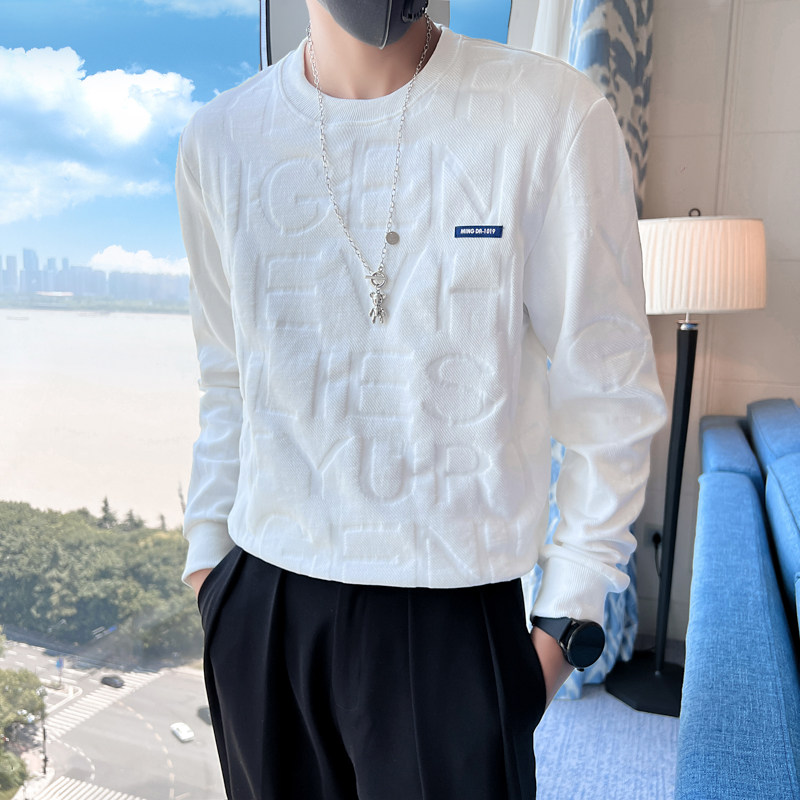 2024秋装新款社会风圆领卫衣上衣男直播D326-11251P68控98，男装卫衣，星座1101