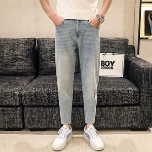 高品质2024春夏微哈伦直筒牛仔裤休闲男装九分裤D326-1 5789 P85图片