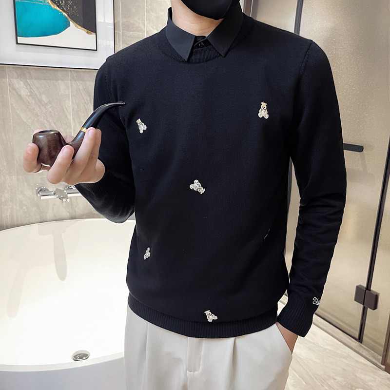 精神小伙2021假俩件套头针织衫韩版社会风毛衣男D326-12226P105,男装针织衫/毛衣,星座1101