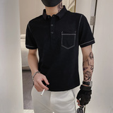 2024夏装男POLO新款社会小伙短袖潮男POLO衫上衣D326-16676P55，男装Polo衫，星座1101