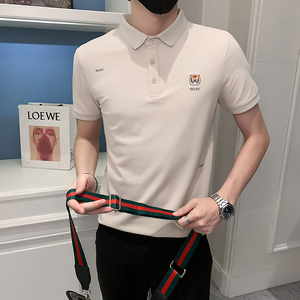 2023夏装男刺绣虎头POLO社会小伙短袖潮男POLO衫D326-16850P55