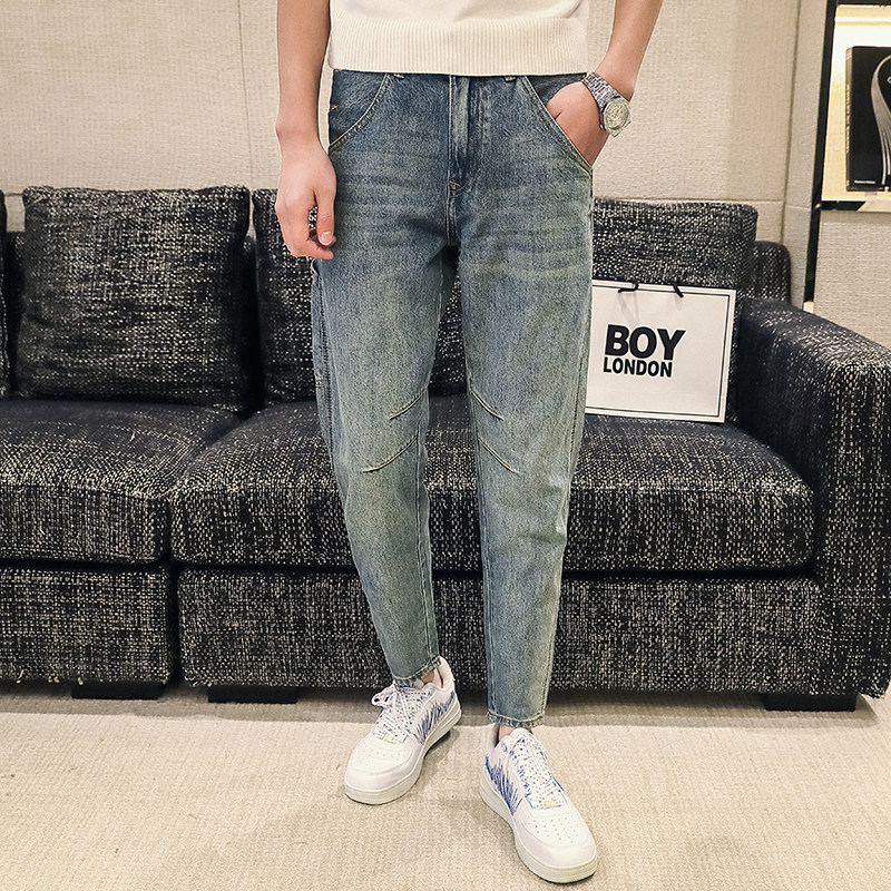 高品质2024春夏微哈伦直筒牛仔裤休闲男装九分裤D326-15796P85,男装牛仔裤,星座1101