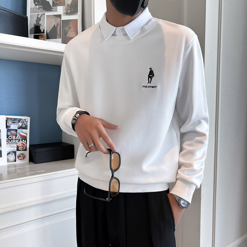 秋冬男生新款韩版刺绣上衣青少年卫衣假俩件D326-11226P78控108,男装卫衣,星座1101
