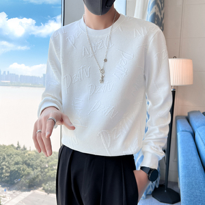 秋装新款社会风针织条纹卫衣上衣男直播D326-1 5561 P68控98图片