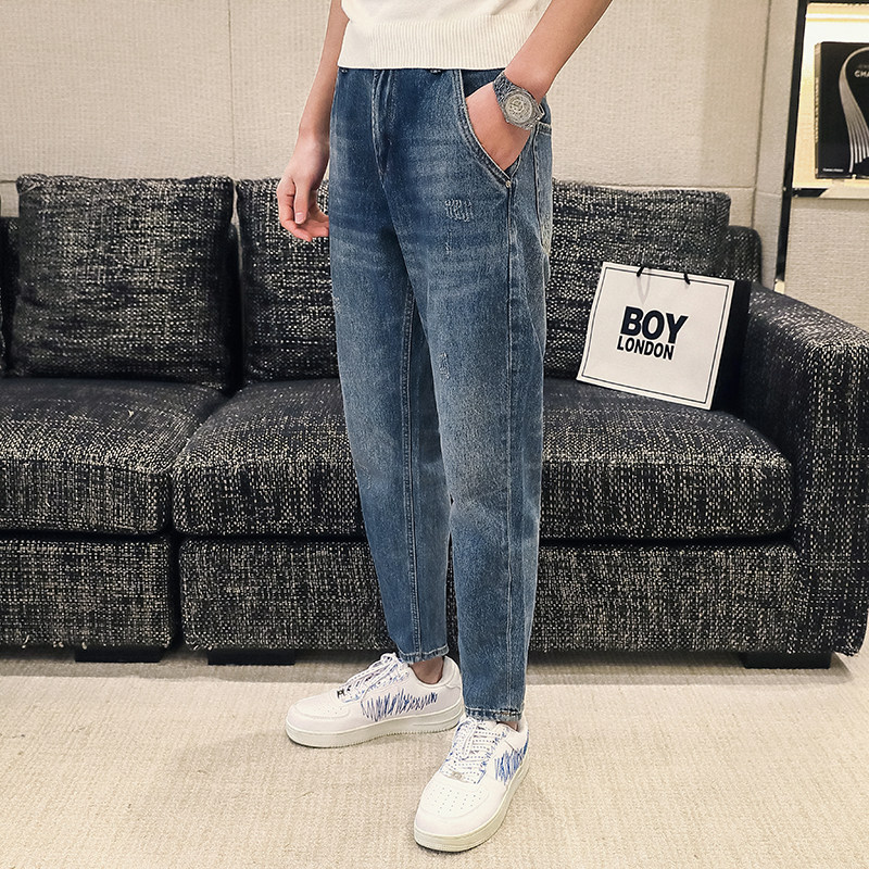高品质2024春夏微哈伦直筒牛仔裤休闲男装九分裤D326-15733P85,男装牛仔裤,星座1101