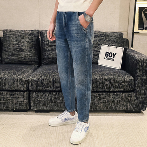 高品质2024春夏微哈伦直筒牛仔裤休闲男装九分裤D326-1 5733 P85图片