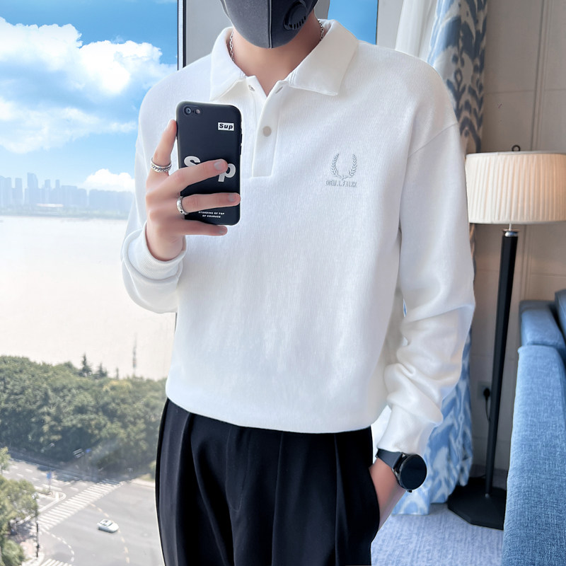 秋装新款社会风翻领POLO卫衣上衣男直播D326-18152P78控108,男装卫衣,星座1101