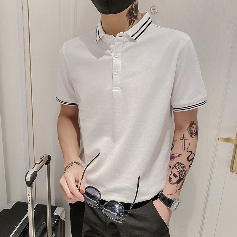 2024夏季精神小伙短袖POLO衫社会青年上衣D326-16652P48，男装Polo衫，星座1101