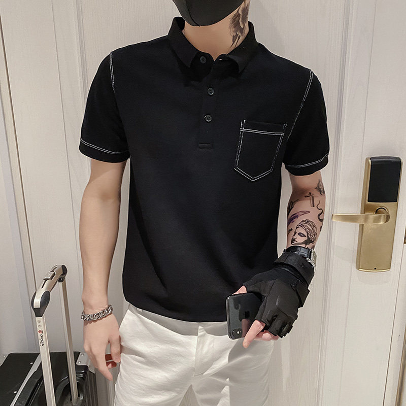 2024夏装男POLO新款社会小伙短袖潮男POLO衫上衣D326-1 6676 P55图片
