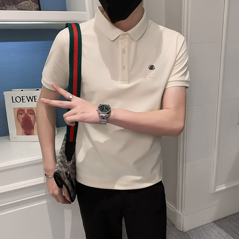 2024夏装男印花POLO新款社会小伙短袖潮男POLO衫D326-16815P55,男装T恤,星座1101