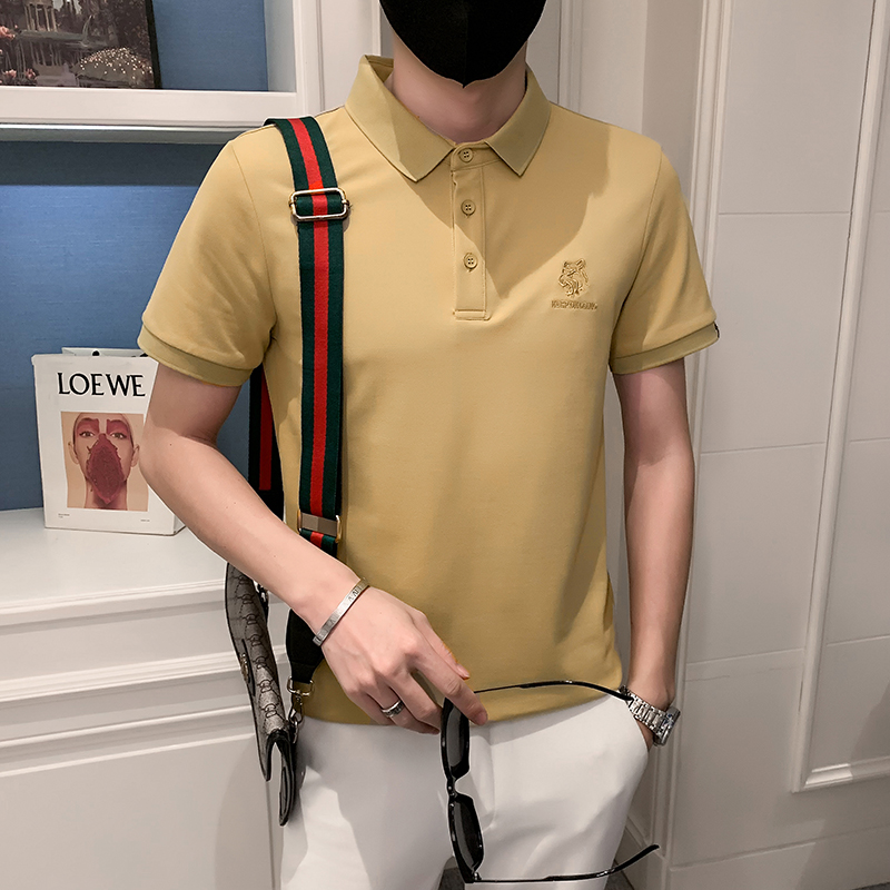 2024夏装男刺绣虎头POLO社会小伙短袖潮男POLO衫D326-16801P45，男装Polo衫，星座1101