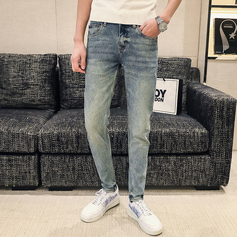 高品质2024春夏微哈伦直筒牛仔裤休闲男装九分裤D326-10308P85,男装牛仔裤,星座1101
