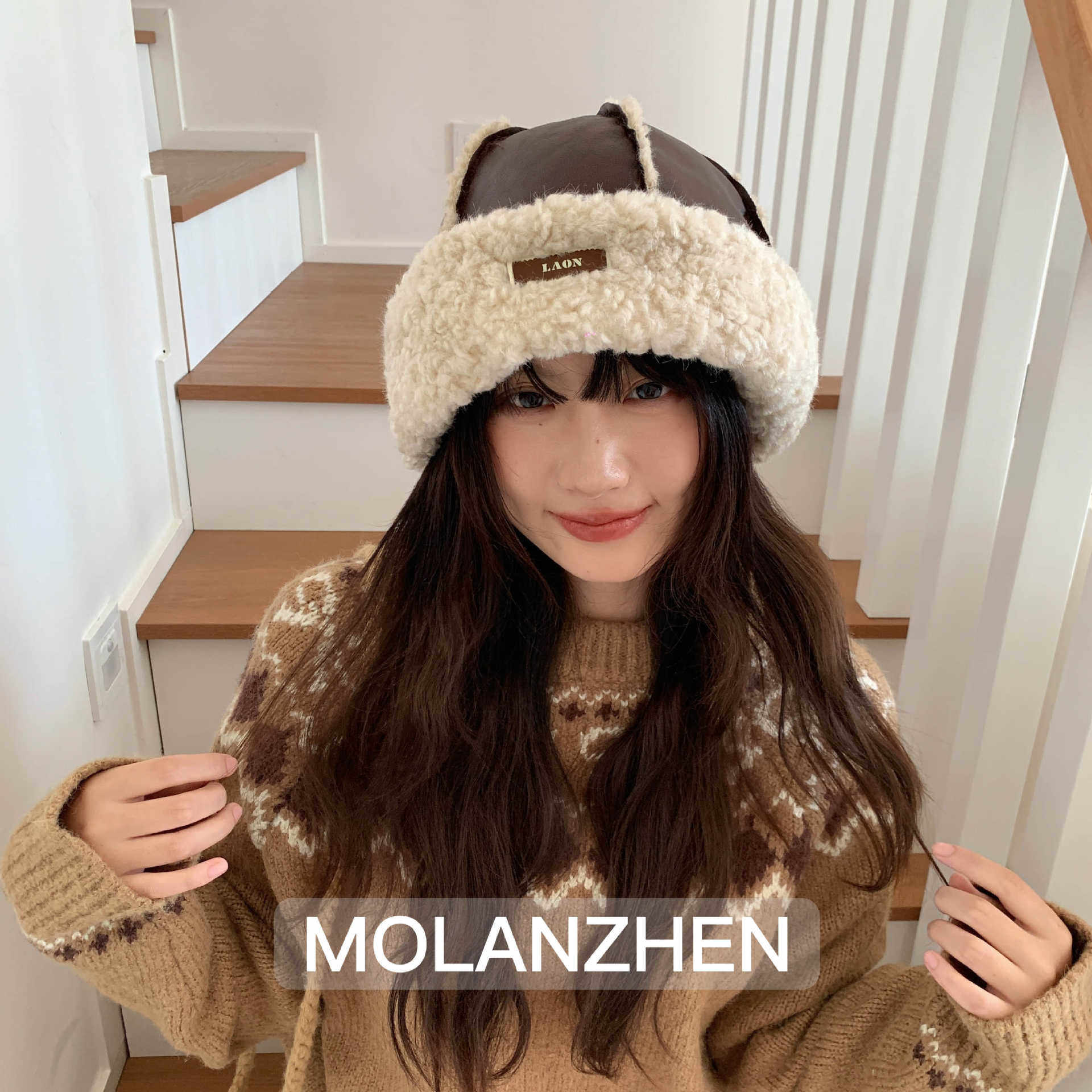 2025热销麂皮绒六片加绒渔夫帽日系复古保暖地主帽冬季时尚保暖防