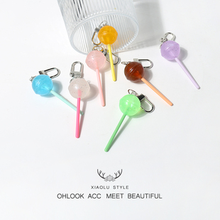 超甜清新仿真透色棒棒糖钥匙扣配饰马卡龙糖果个性 挂饰品日常挂件