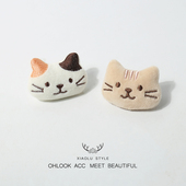 卡通毛绒小猫咪可爱胸针发夹日系少年配饰包包百搭装 饰品